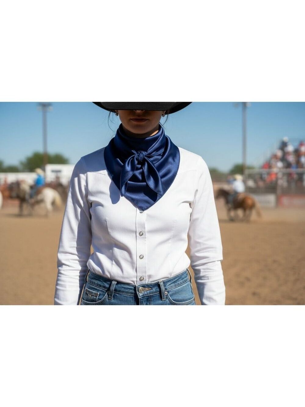 Navy Blue Wild Rag Scarf 35x35 Satin Western Cowgirl Cowboy Bandana - Picture 3 of 9